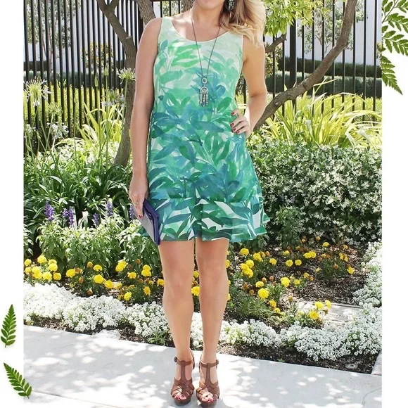 CAbi | Dresses | Cabi Castaway Tropical Print Sleeveless Mini Dress 5235  Green White Size Xs | Poshmark